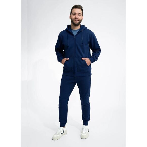 Swet Tailor Stretch Fleece Zip Hoodie Admiral Blue Size Large NWT - Picture 1 of 5